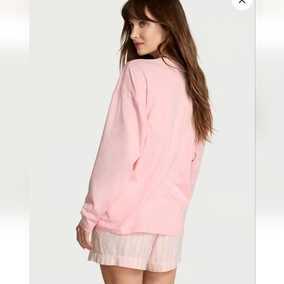 New Victoria's SecretFlannel Long-Sleeve Short Tee-Jama Set Small - Picture 2 of 7